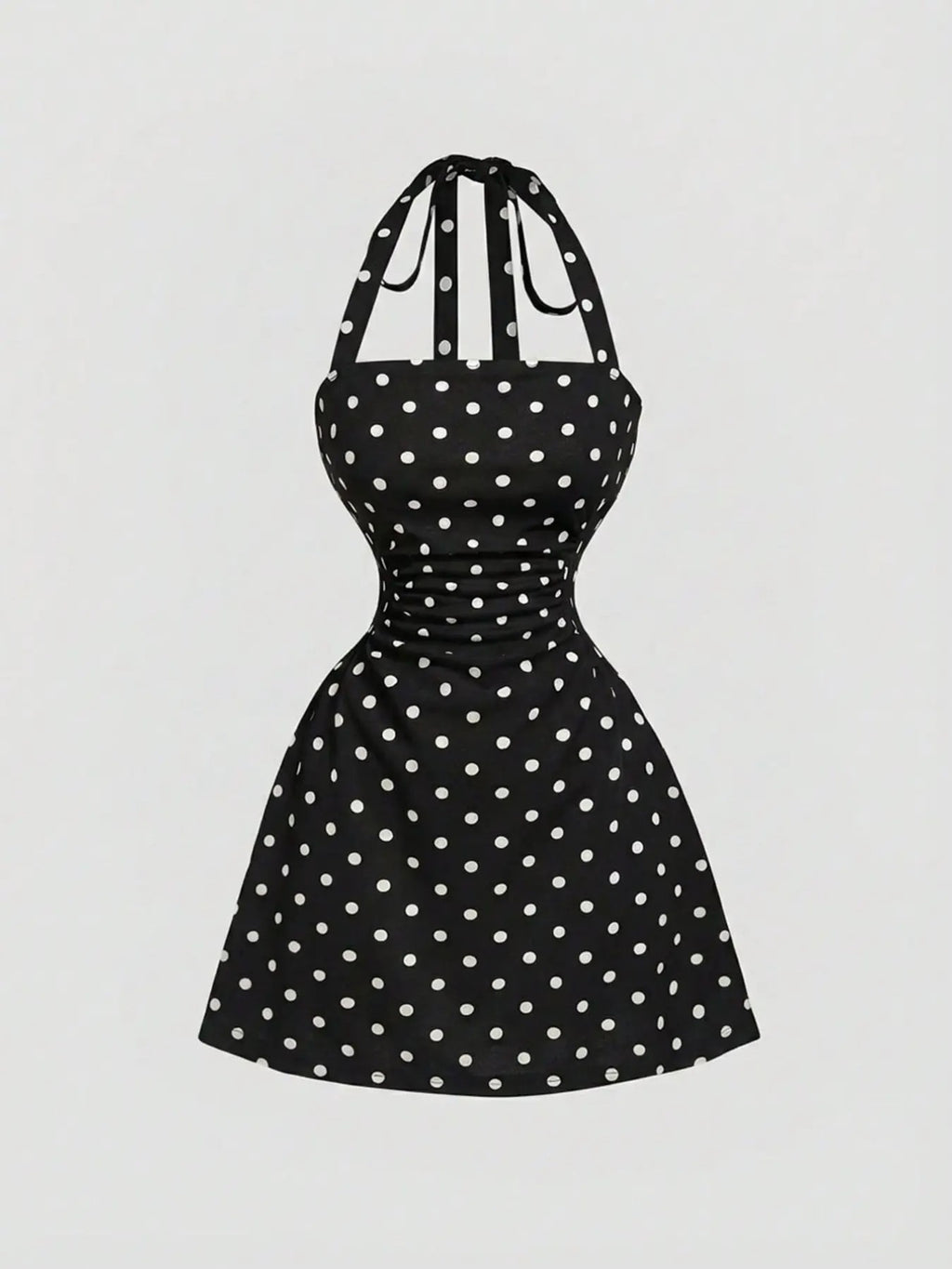 Robe de sangle spaghetti sans dos en tissu plissé couleur solide pour femme