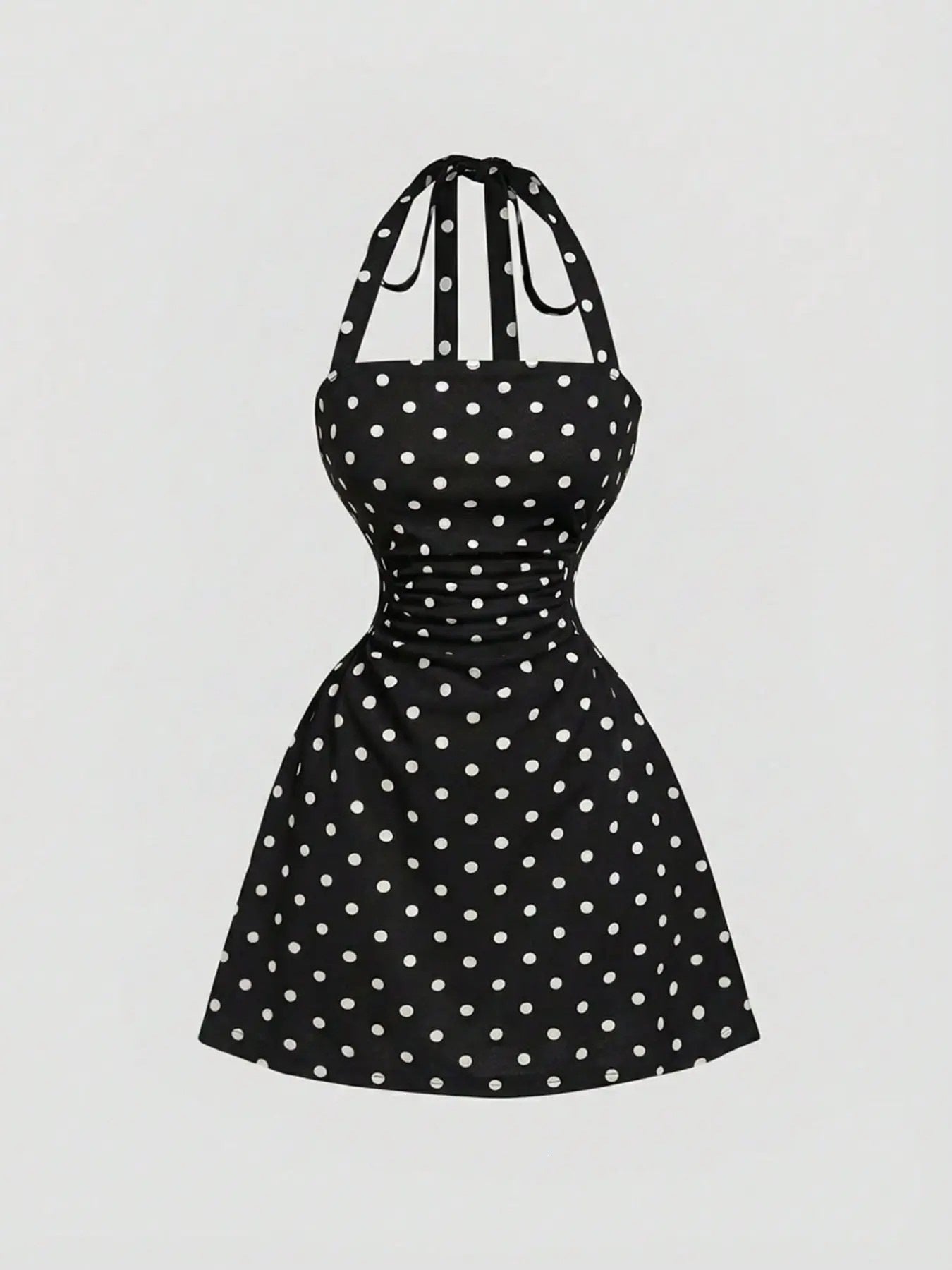 Robe de sangle spaghetti sans dos en tissu plissé couleur solide pour femme