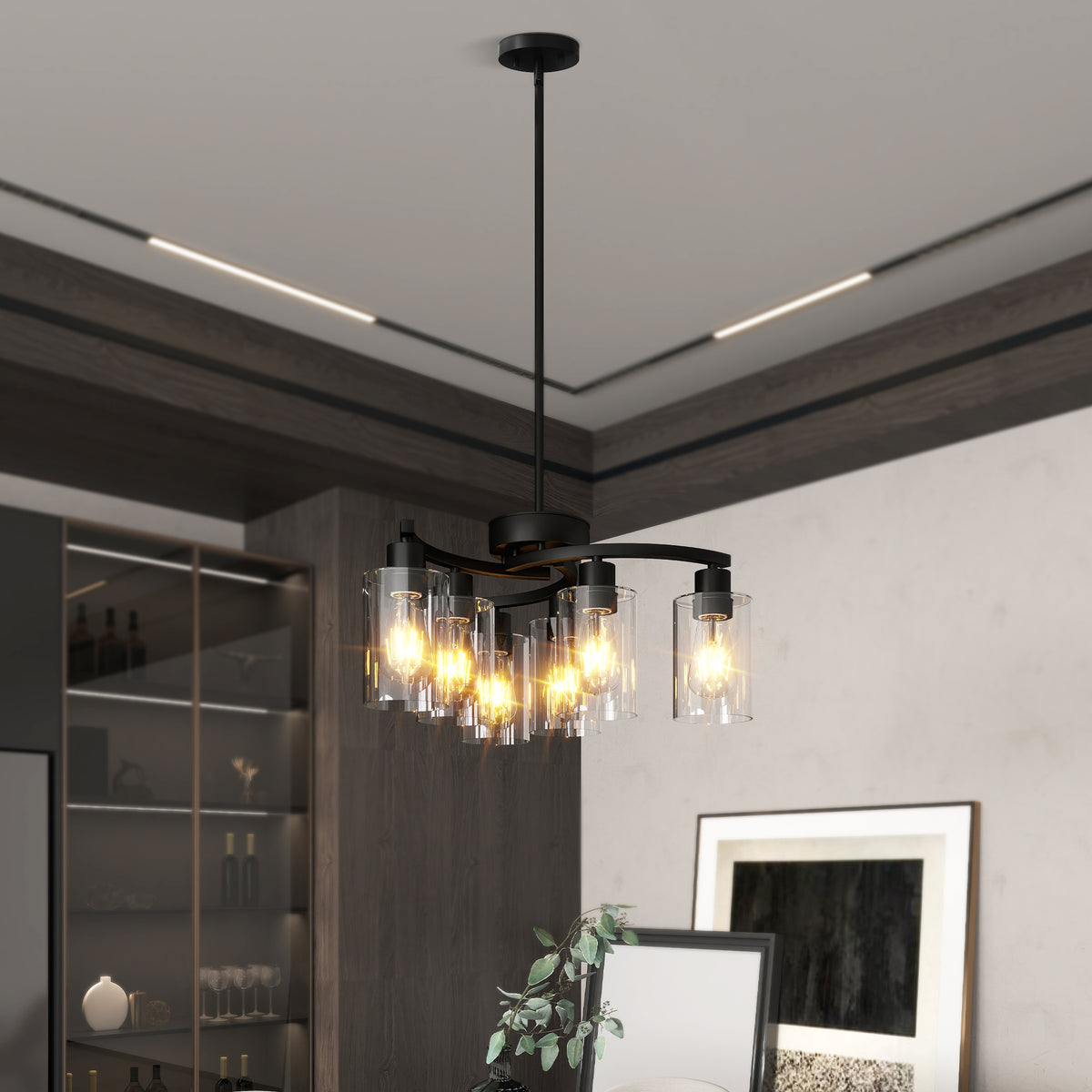 6-Light Modern Farmhouse Black Chandelier
