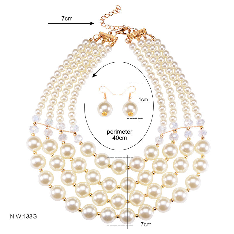 Collier Europe perle cristal Collier Long Boucles d'oreilles femme mariée bijoux ensemble accessoires