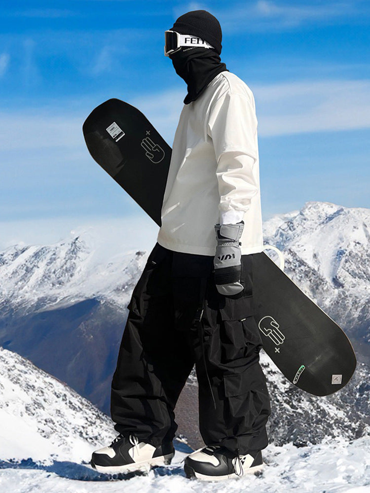 Ice Corée du Sud Multi-Pocket Waterproof Sports Pantalons de ski pour hommes et femmes Violet américain