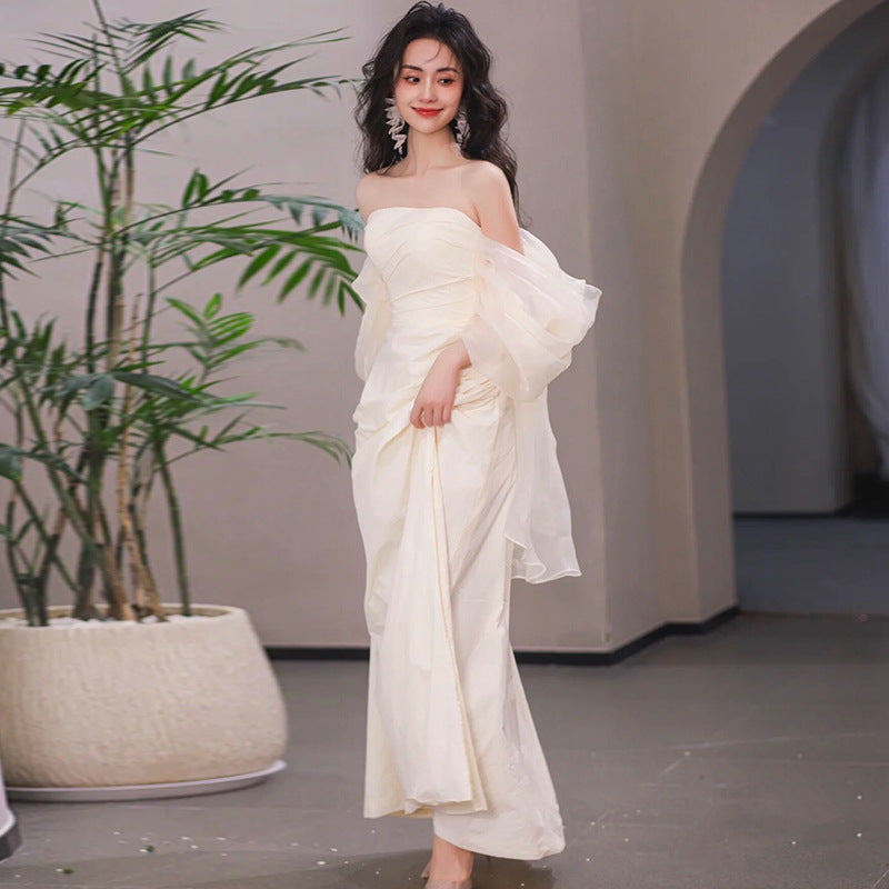 Tube Top léger robe de mariage Mariée Simple Long