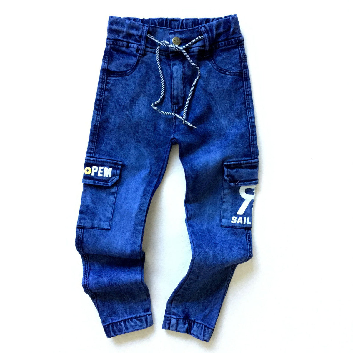 Jeans Cargo Multi-Pocket Imprimés Monogrammes Garçons