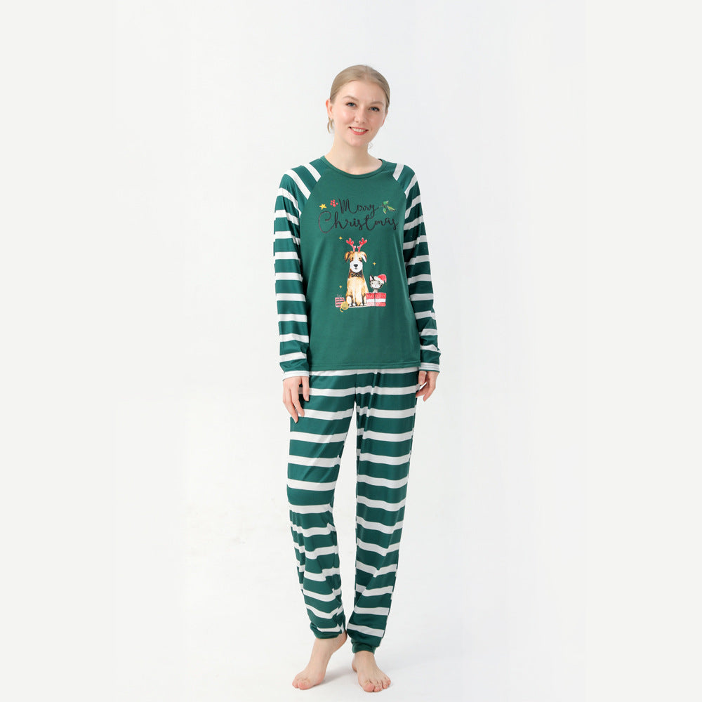 Famille European and American Christmas Parent-child Printed Pajamas Set
