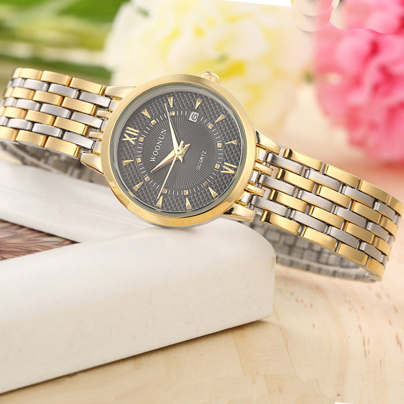 Ceinture en acier rétro pour femme Calendrier Montre imperméable