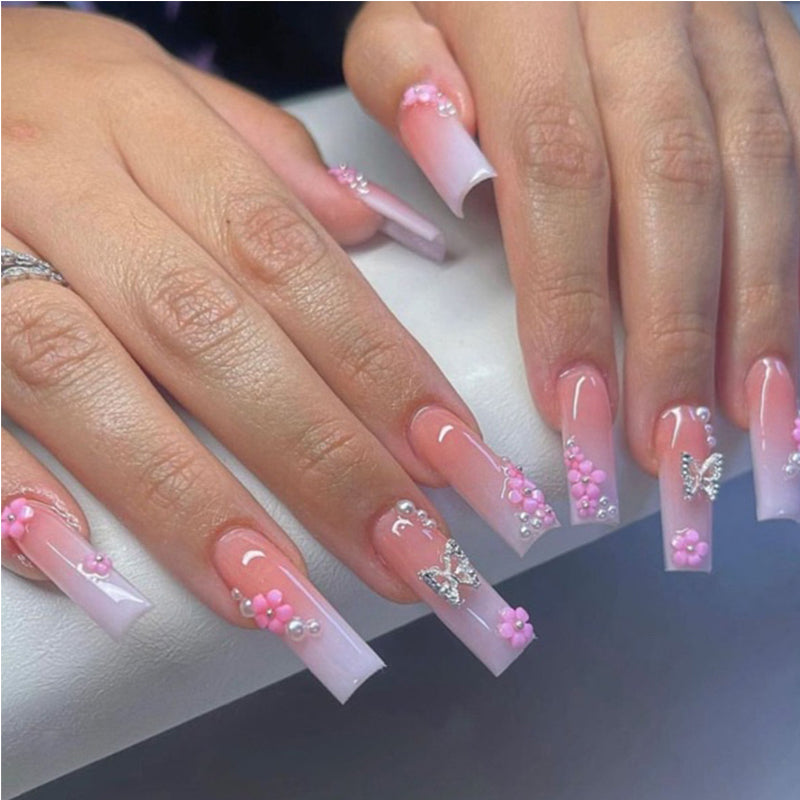 24 PCS Flower Diamond Butterfly Art des ongles