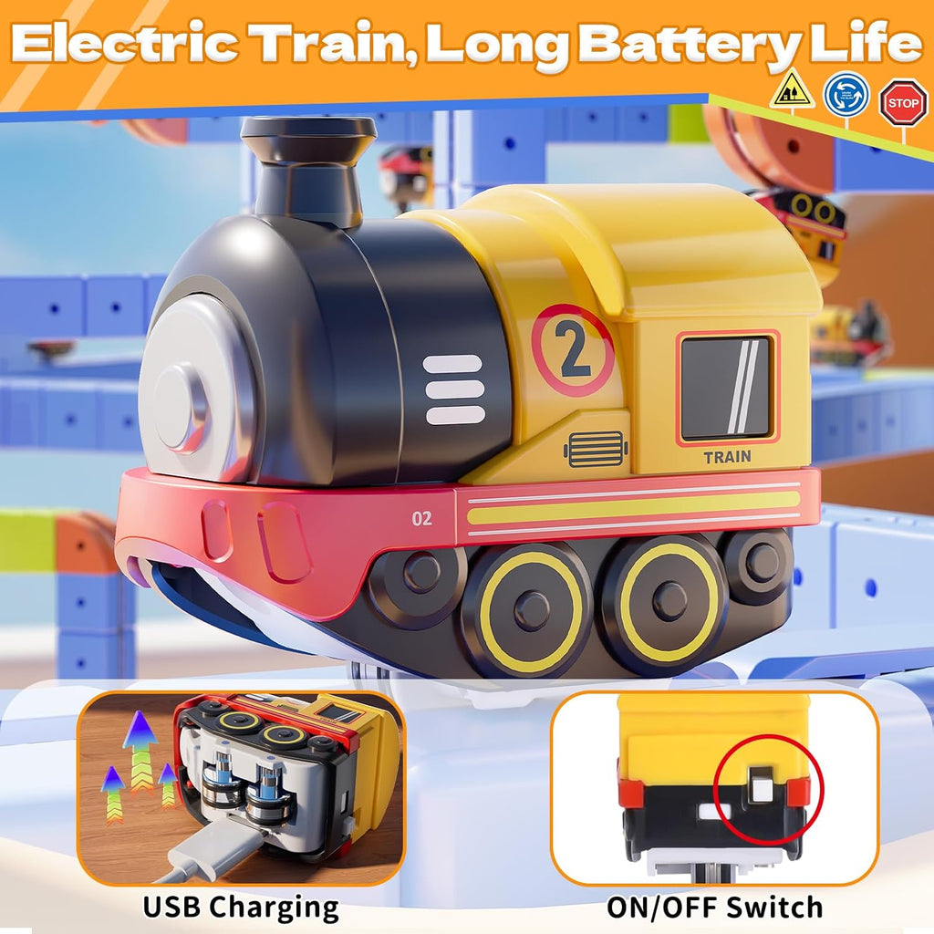 101-Piece Rechargeable Electric Train Track Set & DIY