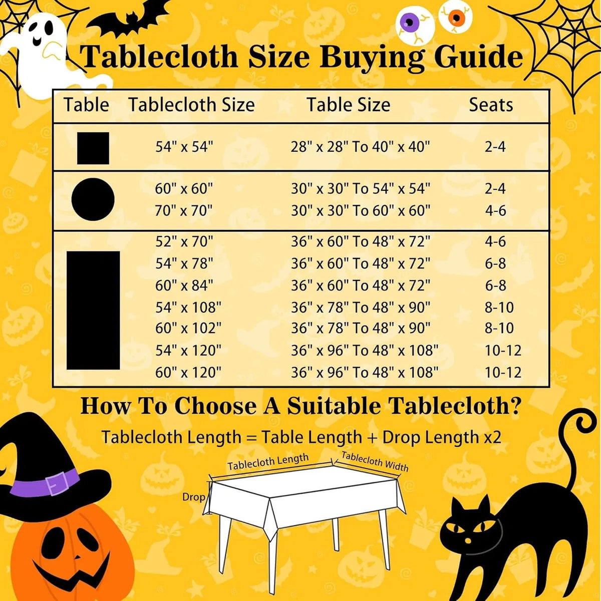 Hexagram Halloween nappe Rectangle citrouille nappe 60 x 84 pouces Château Ghost Ta