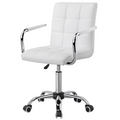 Chaise de bureau rotative avec roulettes et PU cuir