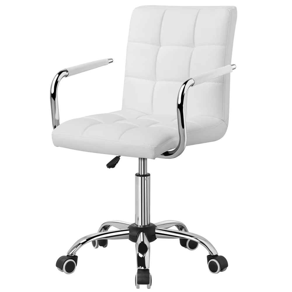 Chaise de bureau rotative avec roulettes et PU cuir