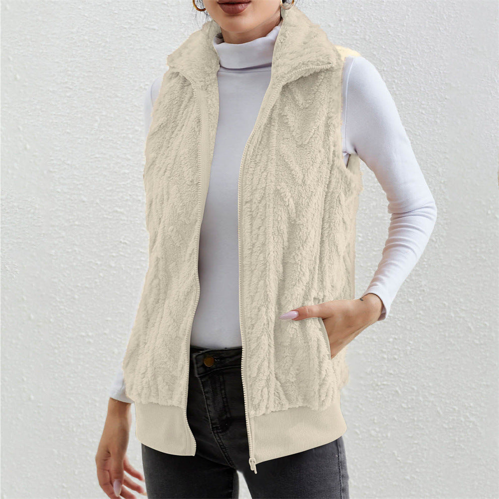 Veste sans manches Jacquard épais pour femmes