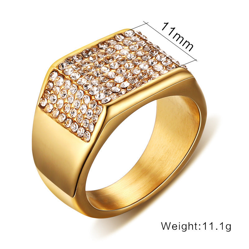 Bague en diamant en acier titane pour hommes