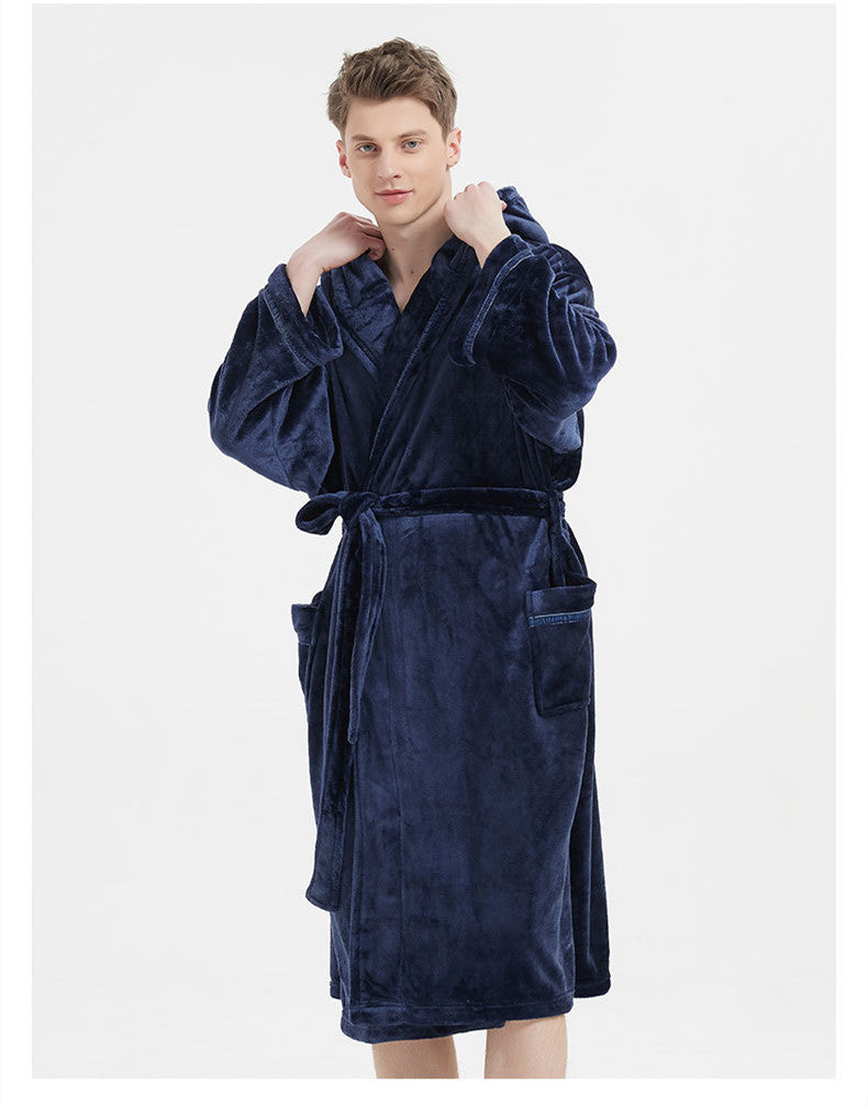 Fashion Navy Flannel Nightgown pour hommes