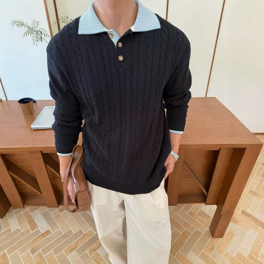 Retro Patchwork Couleur-Block haut de gamme de câble-collage pour les hommes