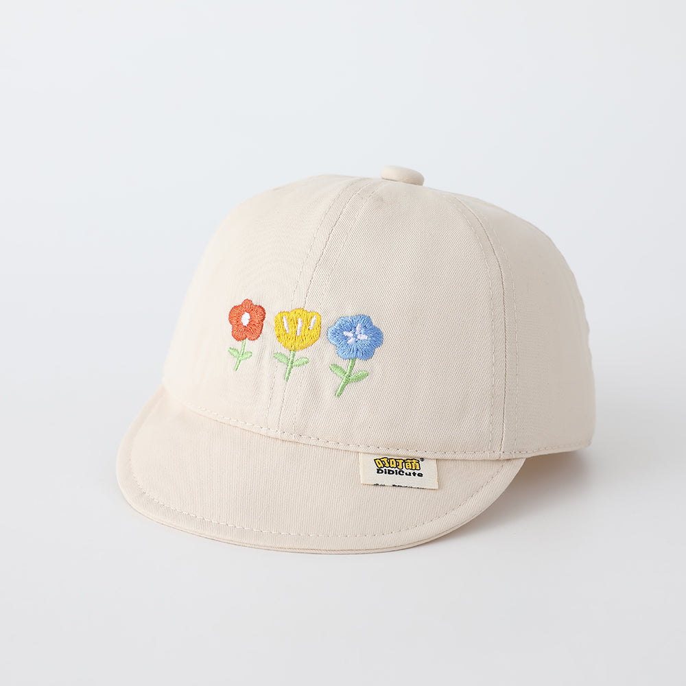 Enfants Solid-colore Trois fleurs brodées Ajustable Simple et Trendy Soft-brim Bas