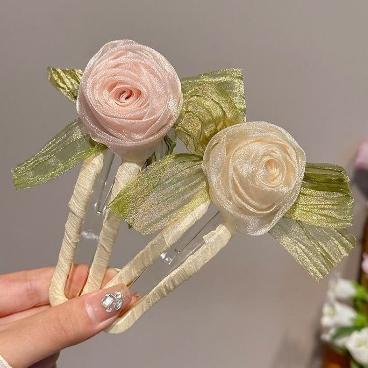Grand Clip pour cheveux Mesh Rose Accessoire pour femmes