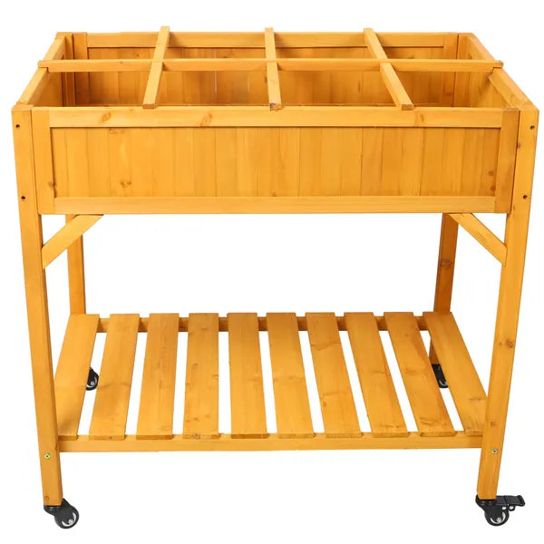 Raised garden bed on wheels, 8 compartments