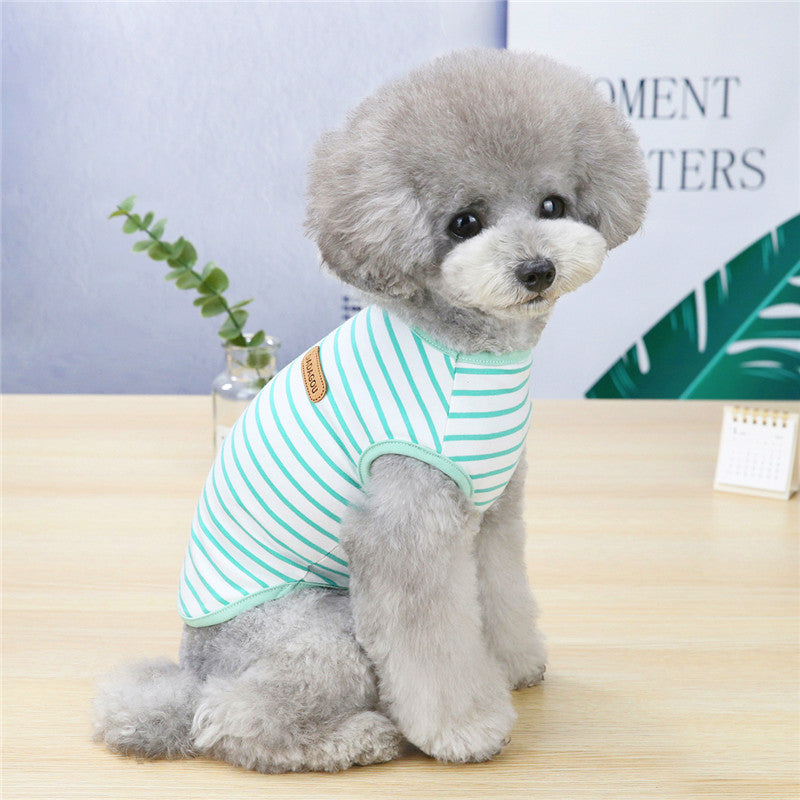 Vêtements pour animaux de compagnie Veste rayée Printemps et Été Loisirs