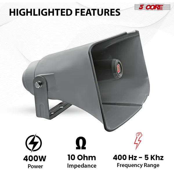 5 Core PA Horn 400W Loud Haut-parleur 16 pouces Bull Horn Loud Audio 10Ohm Tout temps intérieur