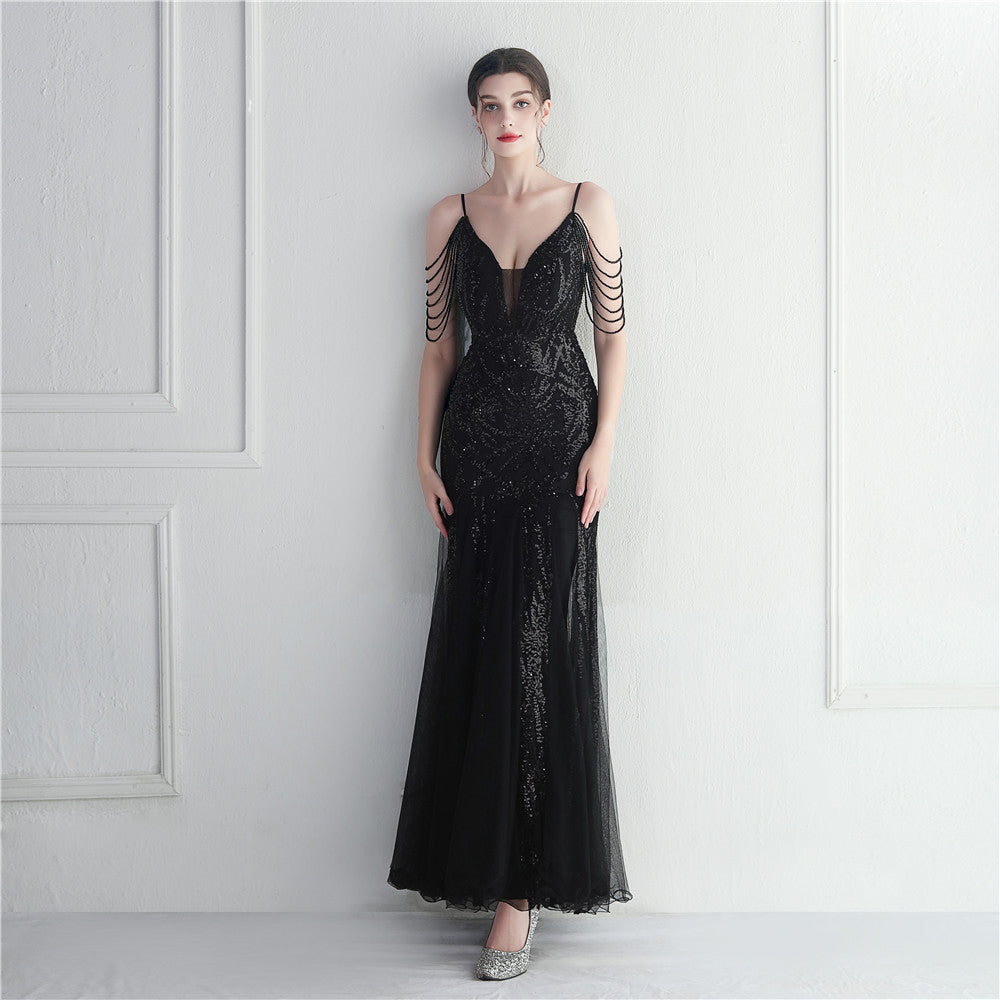 Mesh Perade mariage mariage mariage long camisole soirée Gown