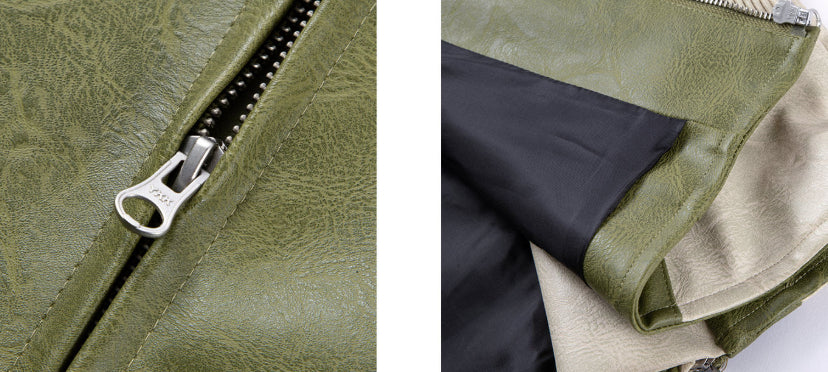 Veste en cuir Biker détendue, détendue