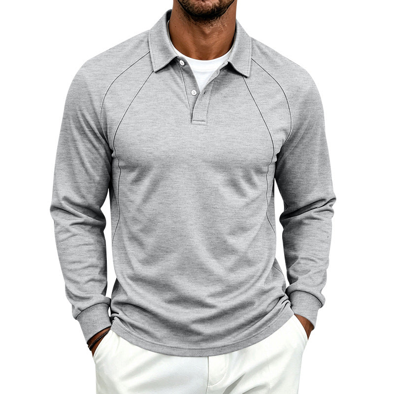 Lapel-bouton Sport Polo Homme à manches longues