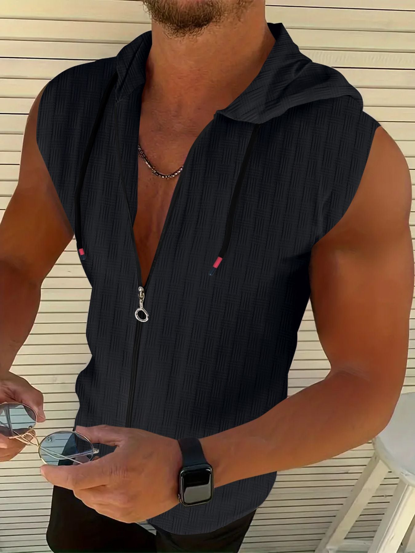 Cardigan zippé sans manches élégant pour hommes