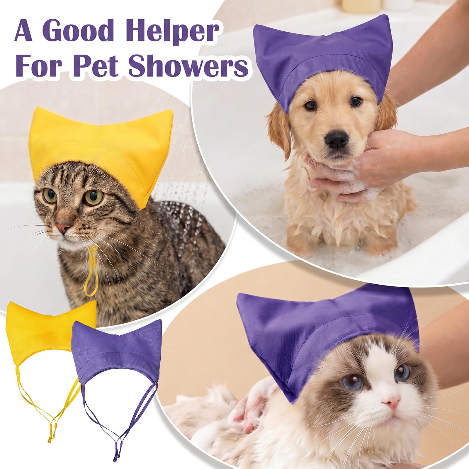 Couvertures d'oreilles réglables pour la protection des bains Cats gouttes d'oreille Casquettes de douche pour chiens