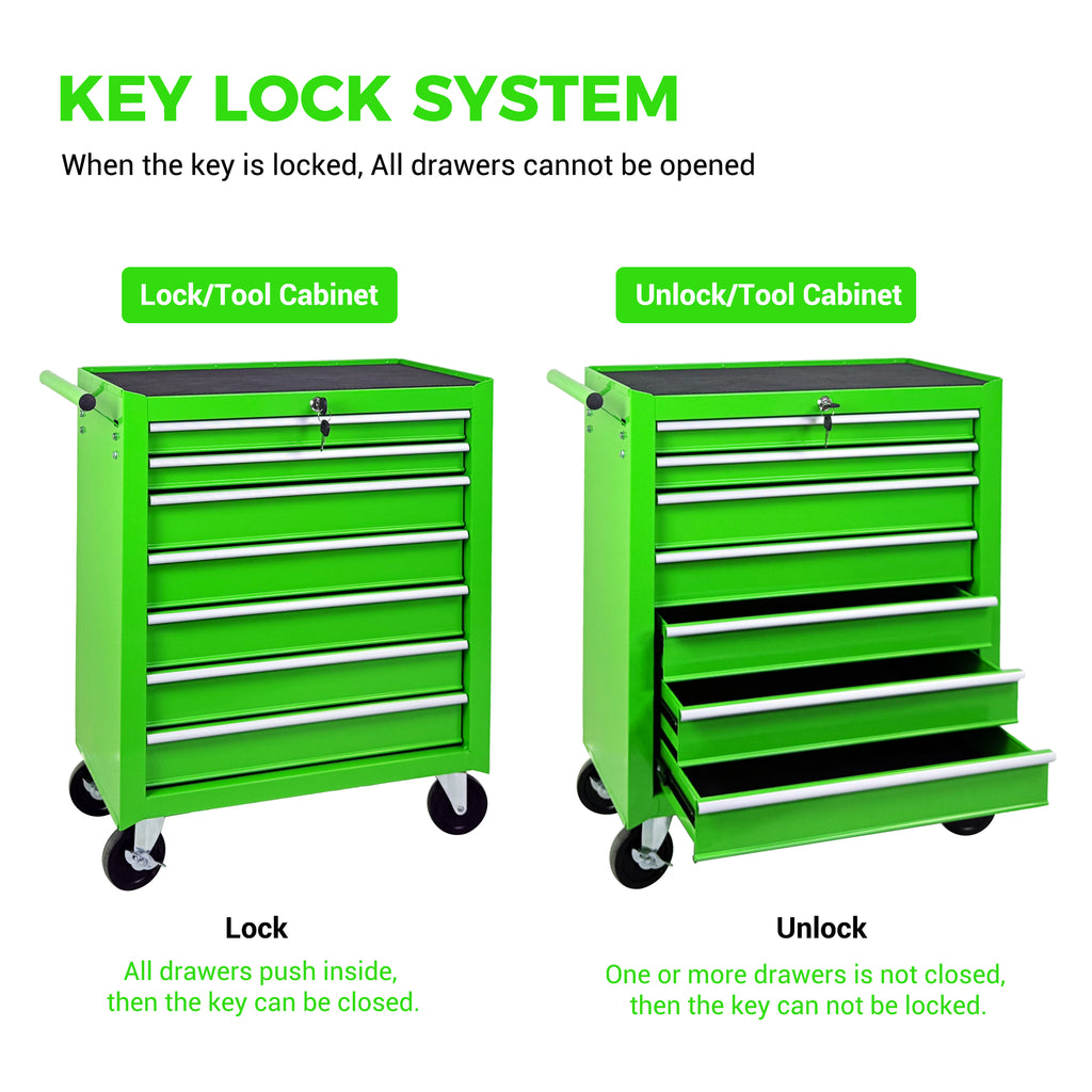 Roulement de coffre à outils avec boîte à outils 7-Drawer avec roues Multifonctionnel Tool Cart Mécanique T