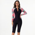 Maillot de bain zippé à manches longues imprimé Modeste pour femmes