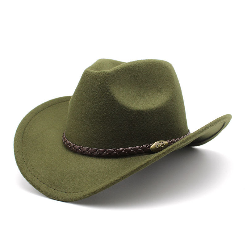 Hommes Riding Outdoor Voyage Courbe-brime Laine Chapeau supérieur