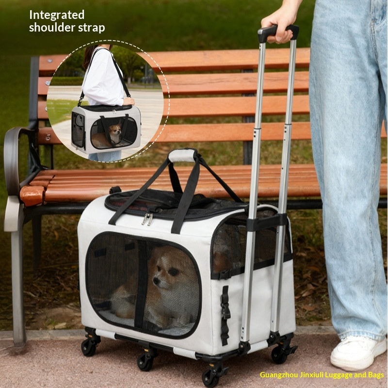 Chariot de transport multi-animaux avec sangle d'épaule et poignée pour chats et petits chiens