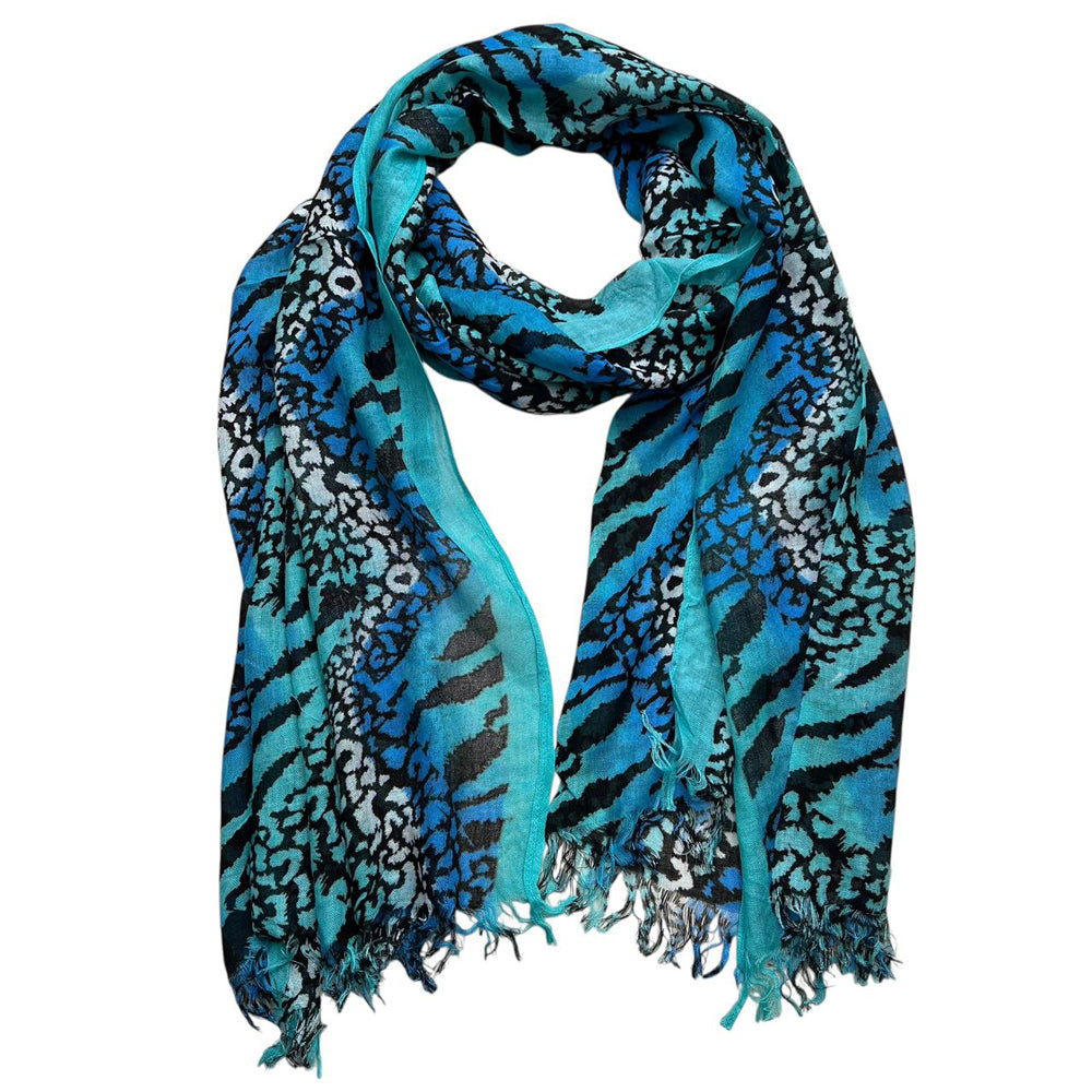 Echarpe géométrique longue Boho 2pcs Aqua Blue