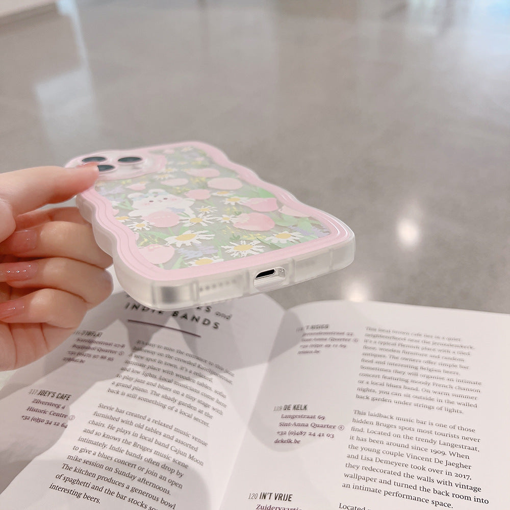 Étui de téléphone en silicone pour bunny à fleur de wavy