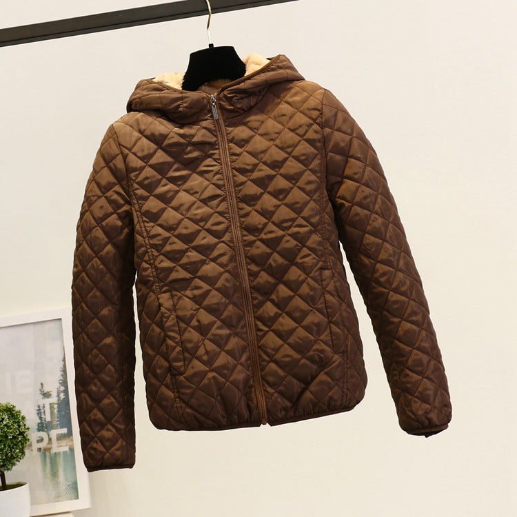 Cravate à capuche Épaisseur Lambswool Coton Coat Femmes Vêtements de dessus chauds