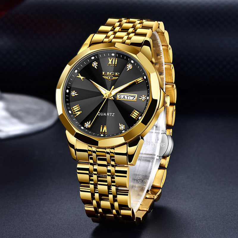 Montre Quartz Lumineuse étanche à double calendaire pour hommes