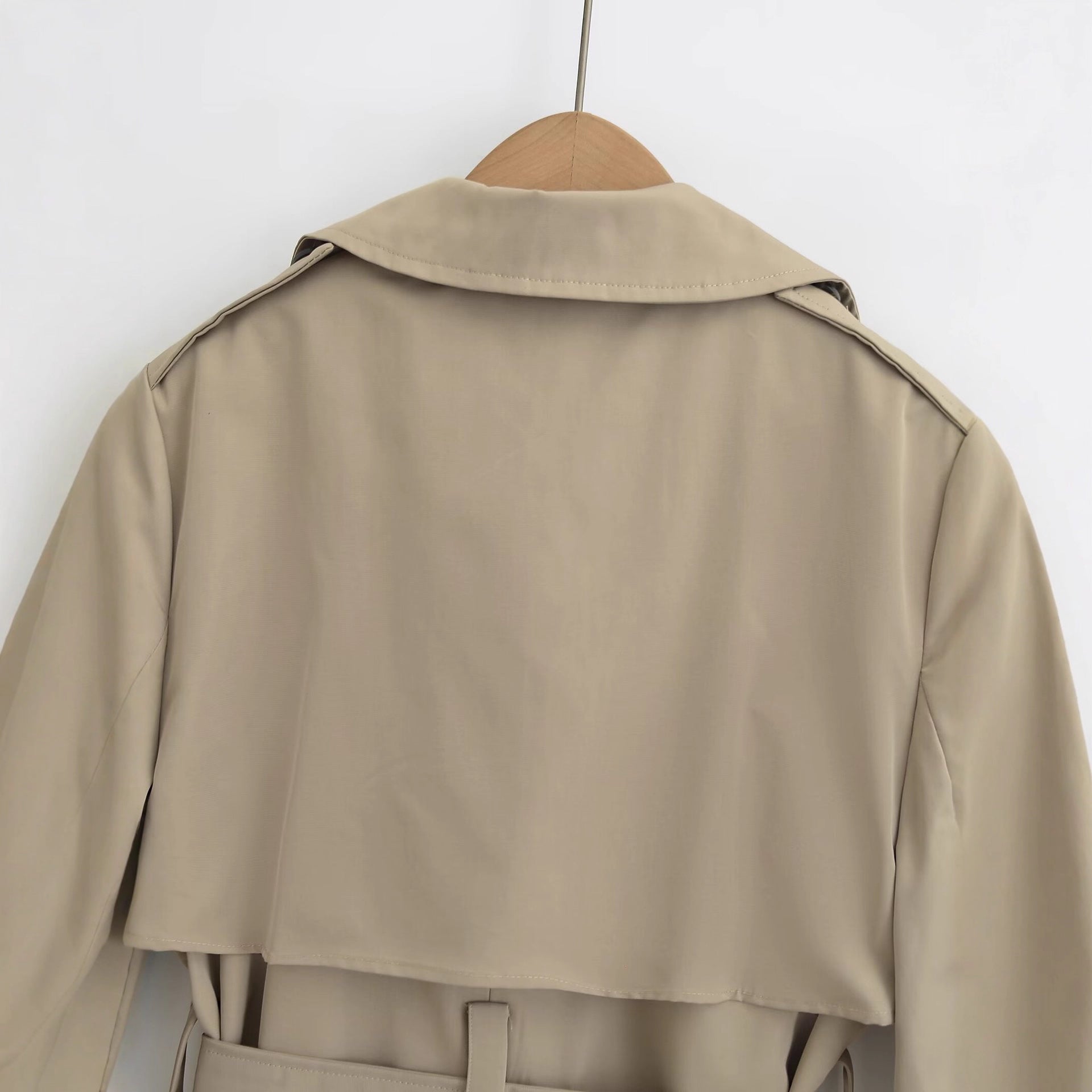 Manteau de trench longue ceinture à manches doubles pour femmes
