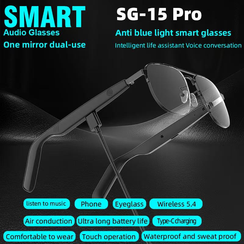Smart Glass Smart Eyewear Étape dans le monde Verres résistants aux UV haute définition HIFI S