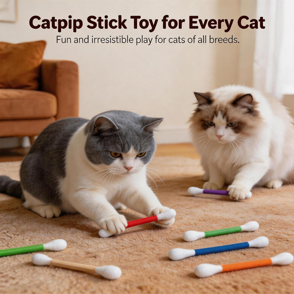 6-Pack Cotton Swab Cat Toys with Catnip