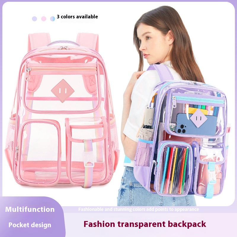 Sac transparent Sac d'école primaire étanche Sac d'école pour l'école secondaire
