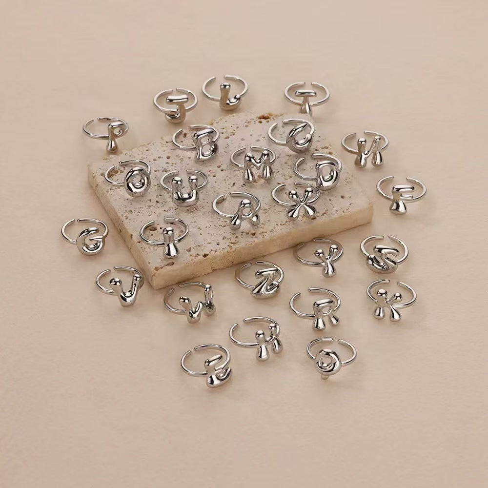 Cute Bubble Letters Anneau en or plaqué or 18K