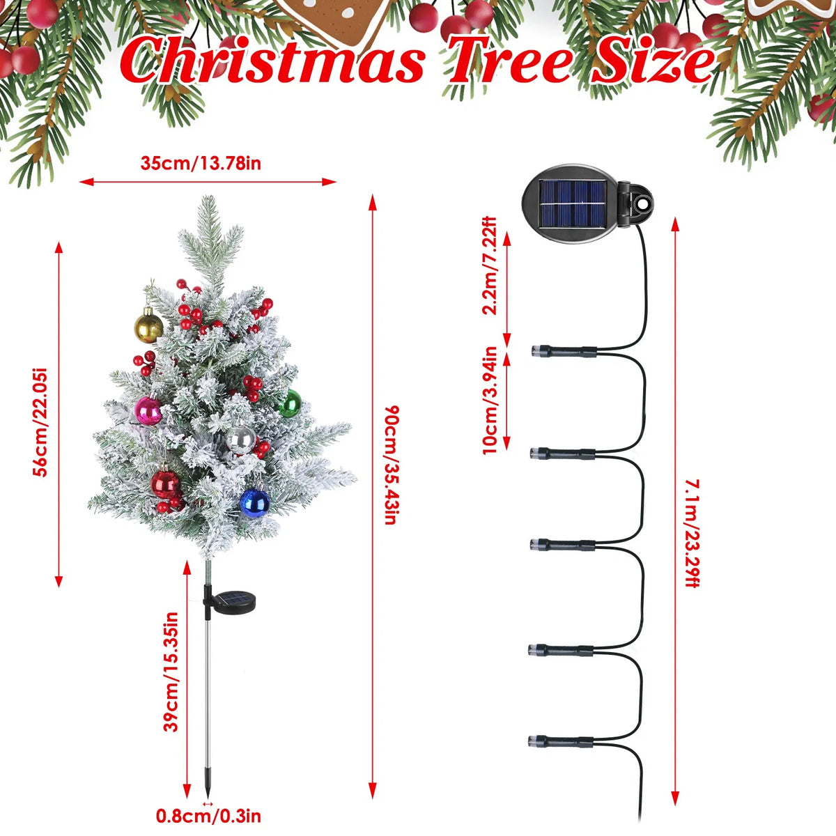 Arbre de Noël artificiel solaire - 50 LED chaudes et 2 modes d'éclairage
