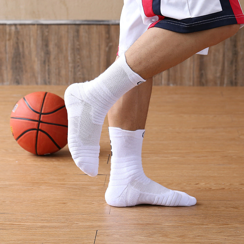 Chaussettes de course Basketball pour hommes Bas Bas de serviette épaisse Bas de Terry-loop Hosiery