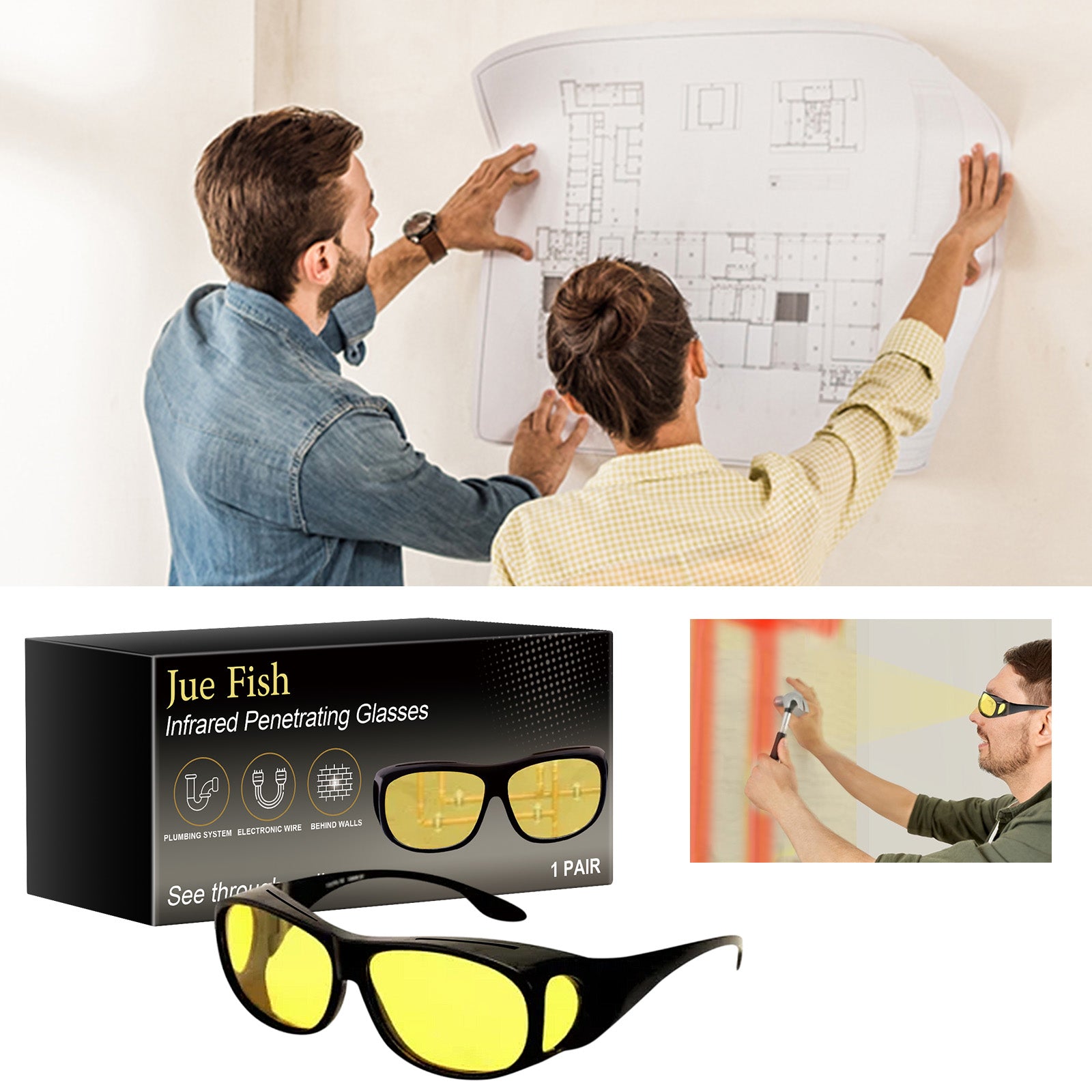 Verres infrarouges pénétrants 1pc1box