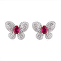 Boucles d'oreilles rubis tendance papillon collier et bague