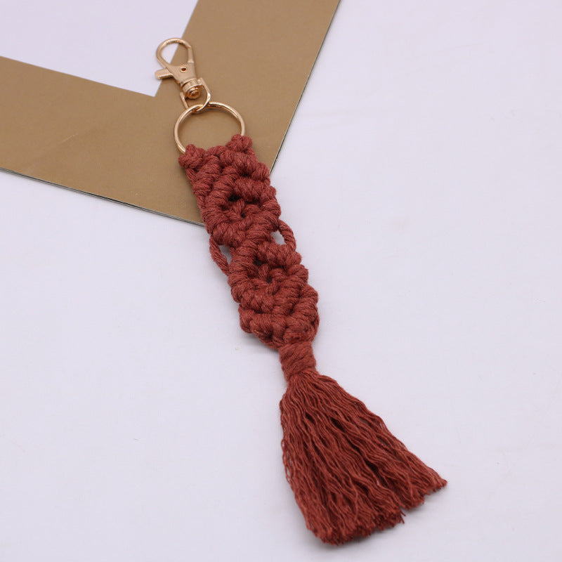 Chaîne de coton tissé à la main Tassel Porte-clés voiture porte-clés sac pendentif ornements
