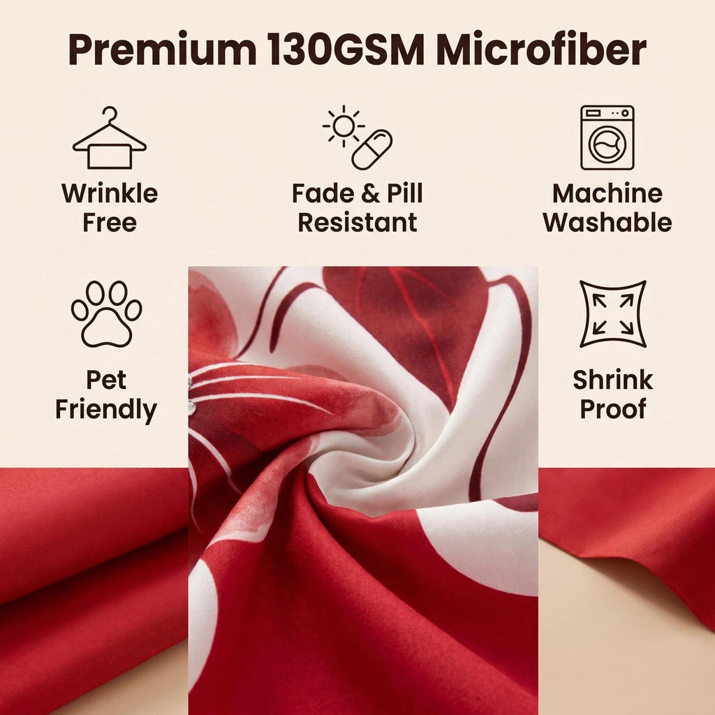 9-Piece rouge et blanc Gardenia Couvercle de couverture pour la Reine