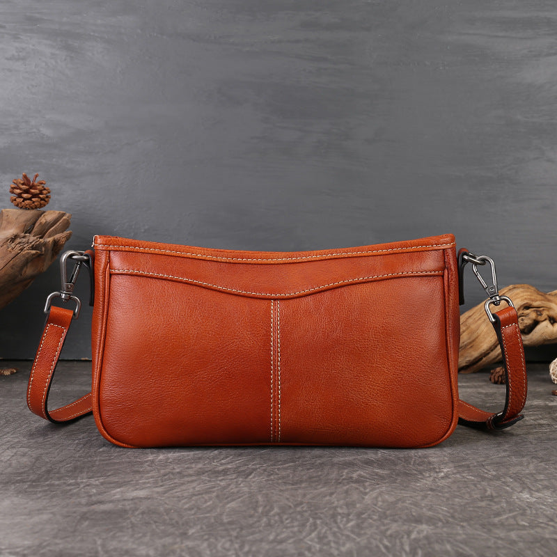 Rétro petit sac carré en cuir de vache plein grain polyvalent et exsudant une ambiance premium