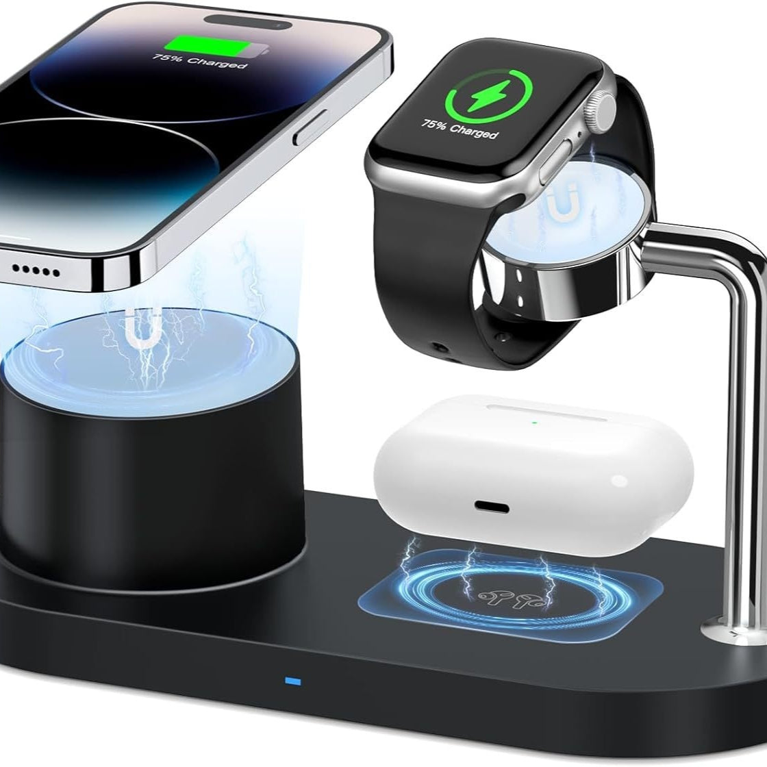 Chargeur sans fil portatif magnétique vertical en un