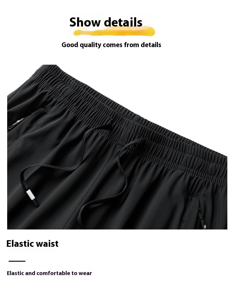 Polo sans couture de luxe haut de gamme en soie de luxe pour hommes Pantalon sport de loisirs